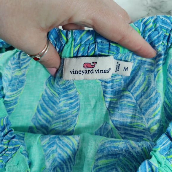 Vineyard Vines Palm Print Off the Shoulder Dress Size Medium - Picture 6 of 7